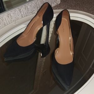 Black Faux Suede Pumps